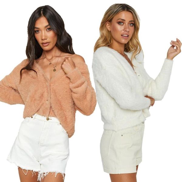 women's knits & tees autumn winter plush sweaters women knitted cardigans solid color casual long sleeve v-neck for ladies outfits 202, White
women's knits & tees autumn winter plush sweaters women knitted cardigans solid color casual long sleeve v-neck for ladies outfits 202, White