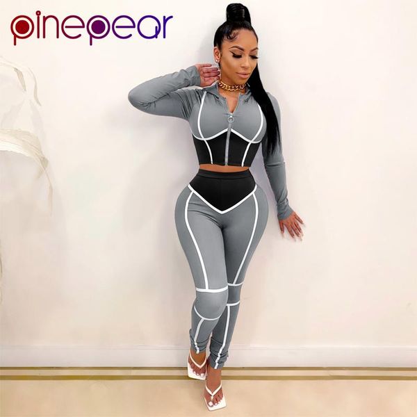 women's tracksuits pinepear plus size s-xxl color patchwork women tracksuit zipper long sleeve hooded sweatshirts crop pants casual 2 p, Gray
women's tracksuits pinepear plus size s-xxl color patchwork women tracksuit zipper long sleeve hooded sweatshirts crop pants casual 2 p, Gray