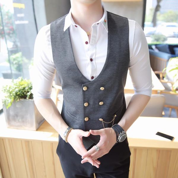 men's vests 2021 mens double breasted suits formal waistcoat slim fit casual plus size 5xl club outfits male clothing work vest1, Black;white 
men's vests 2021 mens double breasted suits formal waistcoat slim fit casual plus size 5xl club outfits male clothing work vest1, Black;white