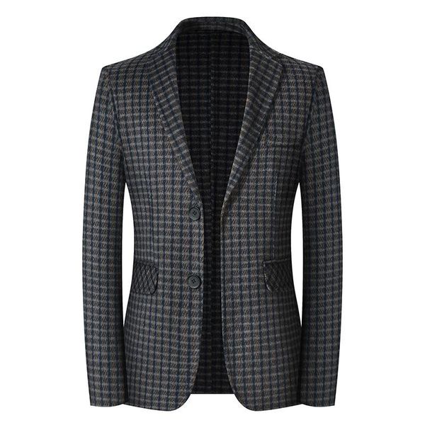 men's wool & blends double faced small suit plaid woolen coat youth fashion business danxi, Black
men's wool & blends double faced small suit plaid woolen coat youth fashion business danxi, Black
