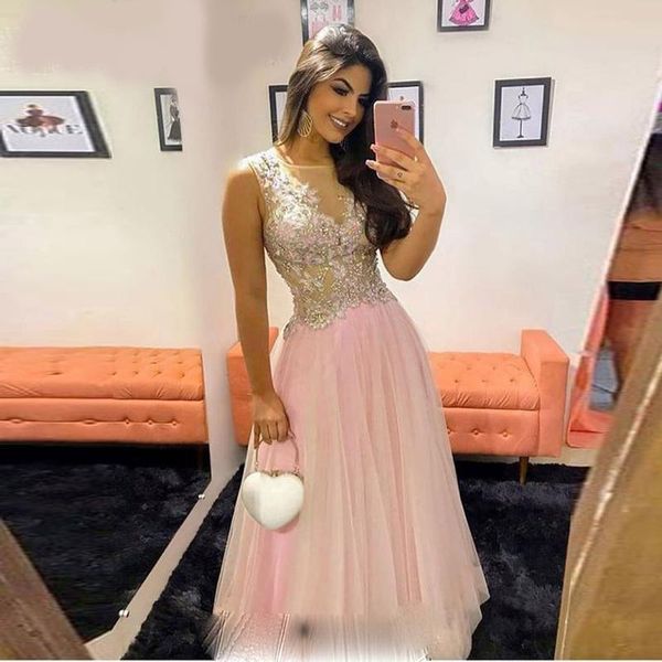 pink a line evening dresses appliques sequined illusion sleeveless tulle formal prom gowns scoop neck customsized, Black
pink a line evening dresses appliques sequined illusion sleeveless tulle formal prom gowns scoop neck customsized, Black
