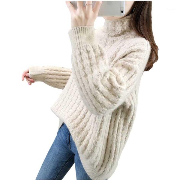 2021 turtleneck knitted sweater women winter thicken loose autumn fashion warm long sleeve straight solid pullover clothes1, White;black
2021 turtleneck knitted sweater women winter thicken loose autumn fashion warm long sleeve straight solid pullover clothes1, White;black