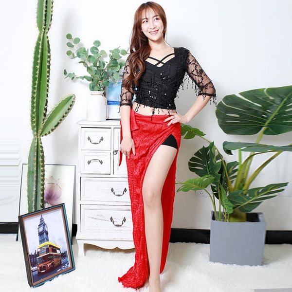 belly dance training suit new suit for spring and summer 2019 female elastic long skirt performance1, Black;red
belly dance training suit new suit for spring and summer 2019 female elastic long skirt performance1, Black;red