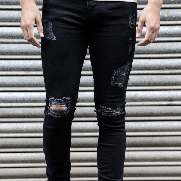 men's jeans men punk style scratch hole long male slim fit distressed pencil pants lightweight mid waist trousers 51450, Blue
men's jeans men punk style scratch hole long male slim fit distressed pencil pants lightweight mid waist trousers 51450, Blue