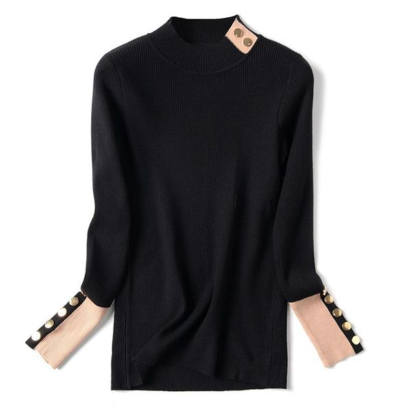 2021 new women's sweaters crew neck button woman pullovers long sleeve autumn winter euro knitwear jumper pull femme cih3, White;black
2021 new women's sweaters crew neck button woman pullovers long sleeve autumn winter euro knitwear jumper pull femme cih3, White;black