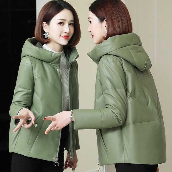 women 2020 winter solid pu leather parkas female fashion high imitation leather coats hooded thick cotton warm outerwear y780, Black
women 2020 winter solid pu leather parkas female fashion high imitation leather coats hooded thick cotton warm outerwear y780, Black
