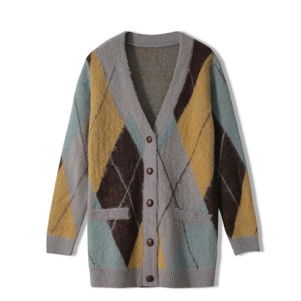 women sweater elegant v-neck argyle plaid knitted clothes single breasted slim chic cardigans ladies pull femme ropa mujer, White
women sweater elegant v-neck argyle plaid knitted clothes single breasted slim chic cardigans ladies pull femme ropa mujer, White