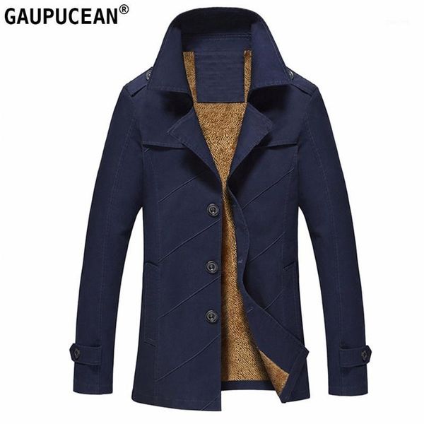 man pure cotton jacket quality winter men's long coat fleece thick stripe warm khaki navy single breasted black slim men trench1, Tan;black 
man pure cotton jacket quality winter men's long coat fleece thick stripe warm khaki navy single breasted black slim men trench1, Tan;black