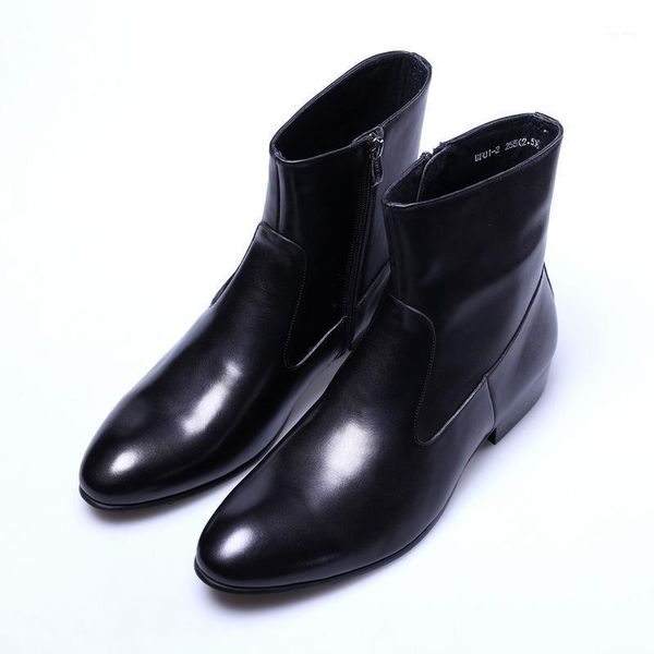 british pointed leather men's boots men's zipper short boots leather shoes high formal shoes1, Black
british pointed leather men's boots men's zipper short boots leather shoes high formal shoes1, Black
