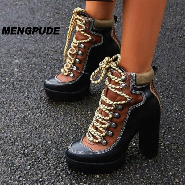 MPD Spring Autumn Fashion Platform Ankle Boots Women 12cm Thick Heel Platform Boots Ladies Worker Black Brown Shoes
MPD Spring Autumn Fashion Platform Ankle Boots Women 12cm Thick Heel Platform Boots Ladies Worker Black Brown Shoes