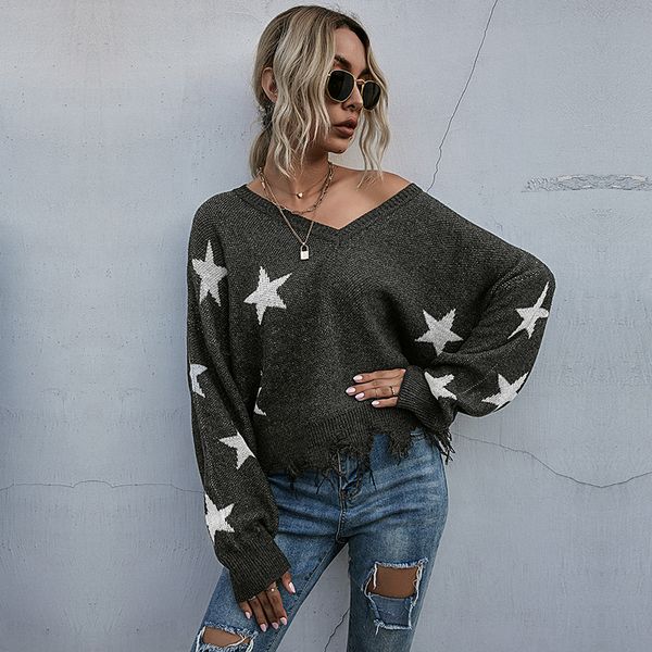 women's autumn sweaters new deep v-neck stars knitted pullovers grey batwing sleeve fashion tassel hem jumpers female 201130, White;black
women's autumn sweaters new deep v-neck stars knitted pullovers grey batwing sleeve fashion tassel hem jumpers female 201130, White;black