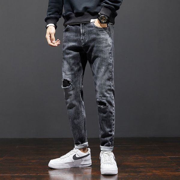 2021 new korean style fashion men jeans vintage elastic slim fit retro black gray ripped denim trousers streetwear designer hip hop pants 3n, Blue
2021 new korean style fashion men jeans vintage elastic slim fit retro black gray ripped denim trousers streetwear designer hip hop pants 3n, Blue