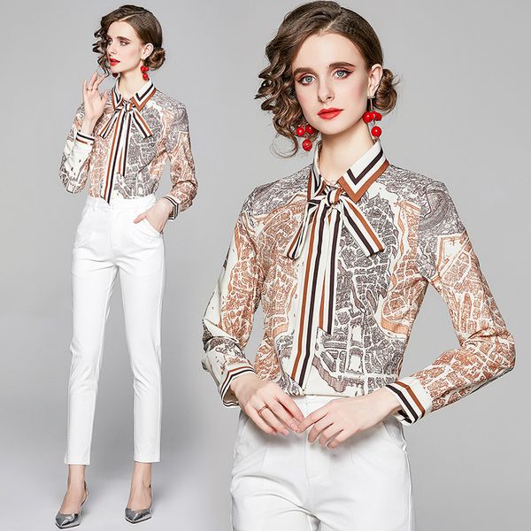 2021 new merchall fashion designer runway blouse spring women's long sleeve collar bow print streetwear elegant shirt 9ko3, White
2021 new merchall fashion designer runway blouse spring women's long sleeve collar bow print streetwear elegant shirt 9ko3, White