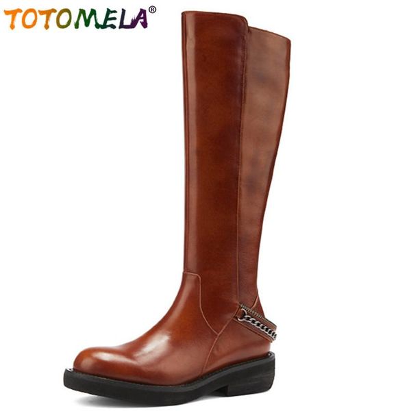 boots totomela 2021 arrive vintage genuine leather shoes women knee high round toe chain thick heel casual woman, Black
boots totomela 2021 arrive vintage genuine leather shoes women knee high round toe chain thick heel casual woman, Black