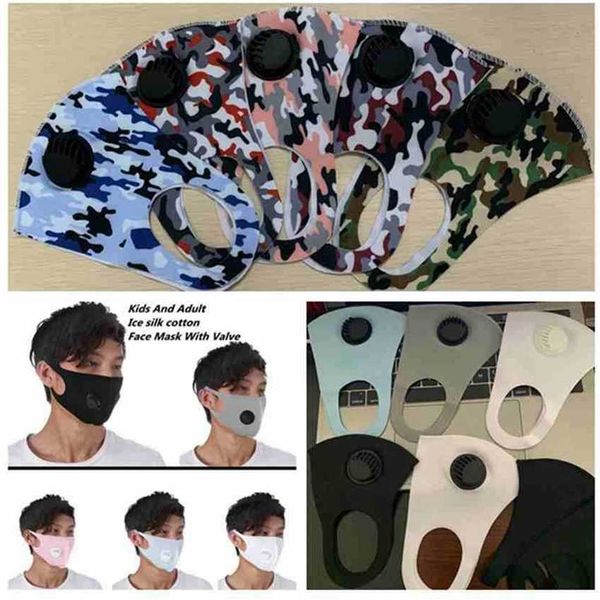 10 colors kids breathing mask valve washable reusable anti-dust camouflage face ice silk cotton masks zza2434
10 colors kids breathing mask valve washable reusable anti-dust camouflage face ice silk cotton masks zza2434