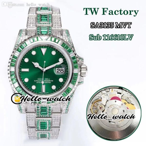 twf new 116610lv sa3135 automatic mens watch 904l steel green diamonds bezel green dial silver diamond bracelet watches hello_watch, Slivery;brown
twf new 116610lv sa3135 automatic mens watch 904l steel green diamonds bezel green dial silver diamond bracelet watches hello_watch, Slivery;brown
