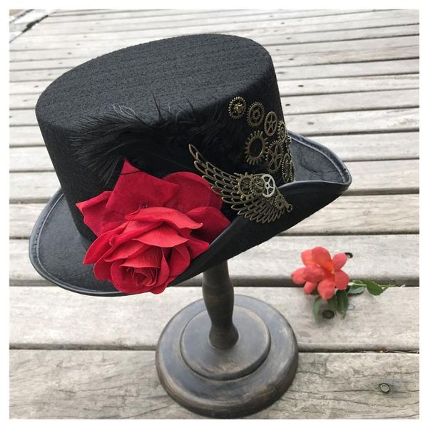 wide brim hats women handmade steampunk hat with flower and metal gear magic performance party size 57cm steampunk1, Blue;gray
wide brim hats women handmade steampunk hat with flower and metal gear magic performance party size 57cm steampunk1, Blue;gray