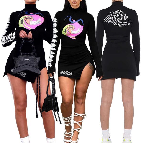 women casual dresses fashion printed high neck split design slim tight ladies skirt nightclub wear 2022, Black;gray
women casual dresses fashion printed high neck split design slim tight ladies skirt nightclub wear 2022, Black;gray