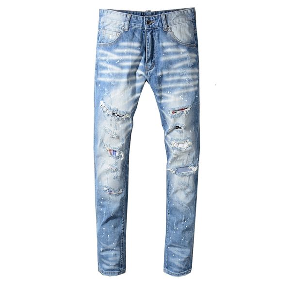 2021 new men's male trousers european american street fashion slim jeans light-colored scratched holes patch beggar denim pants y3wo, Blue
2021 new men's male trousers european american street fashion slim jeans light-colored scratched holes patch beggar denim pants y3wo, Blue
