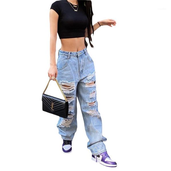 high waist ripped denim jeans women's hip hop loose jeans hole women pants vintage female torn trousers streetwear1, Blue
high waist ripped denim jeans women's hip hop loose jeans hole women pants vintage female torn trousers streetwear1, Blue