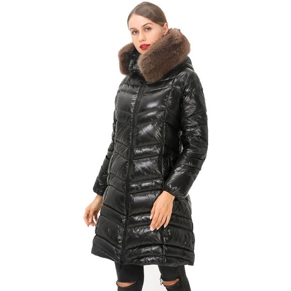 real fox fur collar winter women's hooded warm waterproof parka 90%white duck down jacket female snow slim coat y201026, Black
real fox fur collar winter women's hooded warm waterproof parka 90%white duck down jacket female snow slim coat y201026, Black