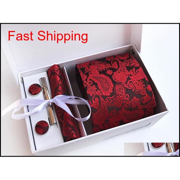 classic men neck tie set (tie+tie clips+cufflinks+hanky+box) paisley necktie man formal silk tie suit business tie wedd qylcfj new_dhbest, Black;blue
classic men neck tie set (tie+tie clips+cufflinks+hanky+box) paisley necktie man formal silk tie suit business tie wedd qylcfj new_dhbest, Black;blue