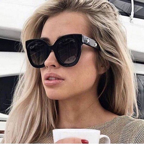 black acetate cat eye sunglass women with stars fashion square women sunglass, White;black
black acetate cat eye sunglass women with stars fashion square women sunglass, White;black