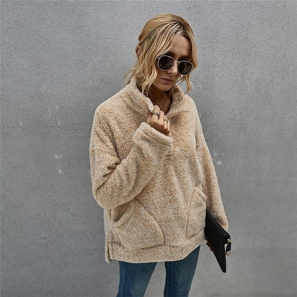 winter stand thick fleece hoodies women new casual pullovers full sleeve solid hoodies outwear y200915, Black
winter stand thick fleece hoodies women new casual pullovers full sleeve solid hoodies outwear y200915, Black