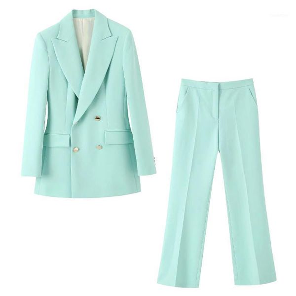 2020 new summer suits women two piece set light green buttoned blazer & flared trousers high waist female woman clothes1, Gray 
2020 new summer suits women two piece set light green buttoned blazer & flared trousers high waist female woman clothes1, Gray