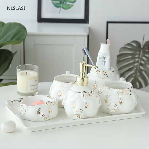 bath accessory set cute pig shape ceramic five-piece wash tools lotion bottle gargle cup toothbrush holder soap box bathroom
bath accessory set cute pig shape ceramic five-piece wash tools lotion bottle gargle cup toothbrush holder soap box bathroom