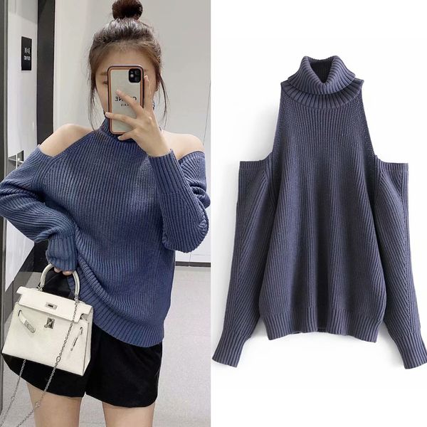 women sweater pullover 2021 new fashion strapless high neck women sweater fashion brand street youth sweater pullover h1211, White;black
women sweater pullover 2021 new fashion strapless high neck women sweater fashion brand street youth sweater pullover h1211, White;black