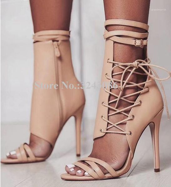 sandals woman beige leather side lace-up short boots design cross buckle stiletto heel shoes lady fashion heels1, Black
sandals woman beige leather side lace-up short boots design cross buckle stiletto heel shoes lady fashion heels1, Black
