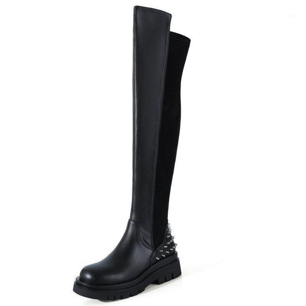 boots long warm over the knee genuine leather socks dancing night club shoes woman rivets ladies motorcycle1, Black
boots long warm over the knee genuine leather socks dancing night club shoes woman rivets ladies motorcycle1, Black