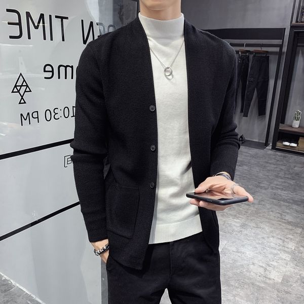 autumn new cardigan men clothing fashion button decor korean sweater men front pocket loose casual mens cardigan 3color 3xl 201123, White;black
autumn new cardigan men clothing fashion button decor korean sweater men front pocket loose casual mens cardigan 3color 3xl 201123, White;black