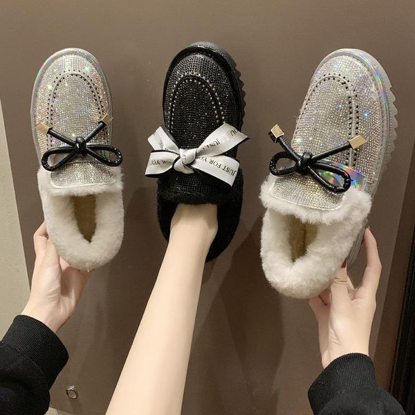 boots fashion snow winter the butterfly-knot slip-on round toe low (1cm-3cm) wedges plush bling keep warm flock, Black
boots fashion snow winter the butterfly-knot slip-on round toe low (1cm-3cm) wedges plush bling keep warm flock, Black