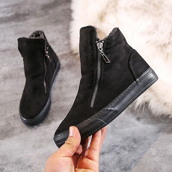 boots slip on sleeve plush double zipper short boots, snow high and inner increased thermal cotton, Black
boots slip on sleeve plush double zipper short boots, snow high and inner increased thermal cotton, Black