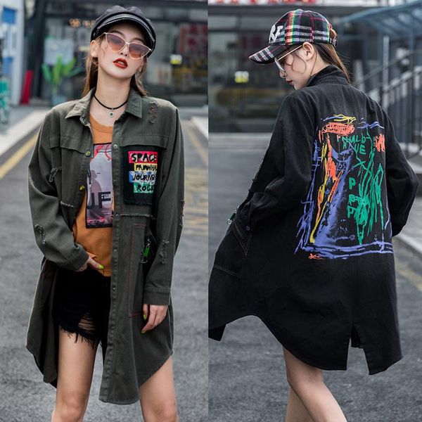 women's trench coats korean brand girl graffiti jean thin overcoat womens long autumn black feminino woman vintage denim clothes sa393s, Tan;black
women's trench coats korean brand girl graffiti jean thin overcoat womens long autumn black feminino woman vintage denim clothes sa393s, Tan;black