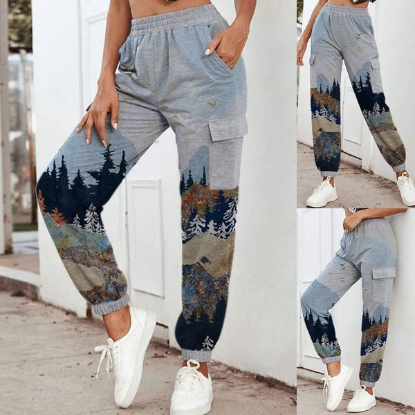 s-5xl women's plus size mountain treeprint pocket outdoor sports running athletic pants 201113, Black;white
s-5xl women's plus size mountain treeprint pocket outdoor sports running athletic pants 201113, Black;white