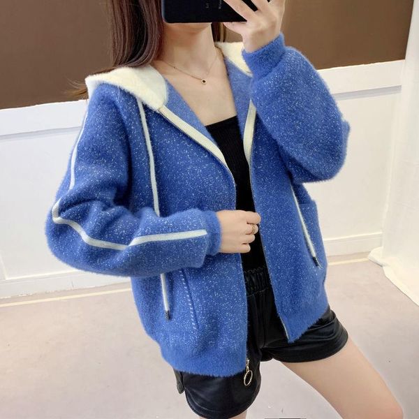 women's knits & tees women 2021 winter fashion imitation mink short coats female loose hooded cardigan outwears ladies knitted sweater, White
women's knits & tees women 2021 winter fashion imitation mink short coats female loose hooded cardigan outwears ladies knitted sweater, White