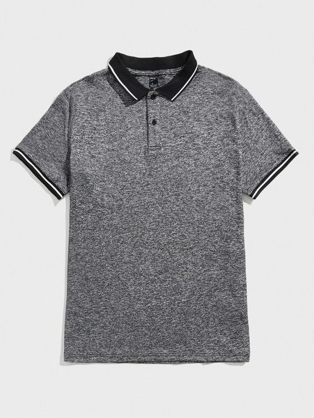men marled half button polo shirt f3gd#, White;black