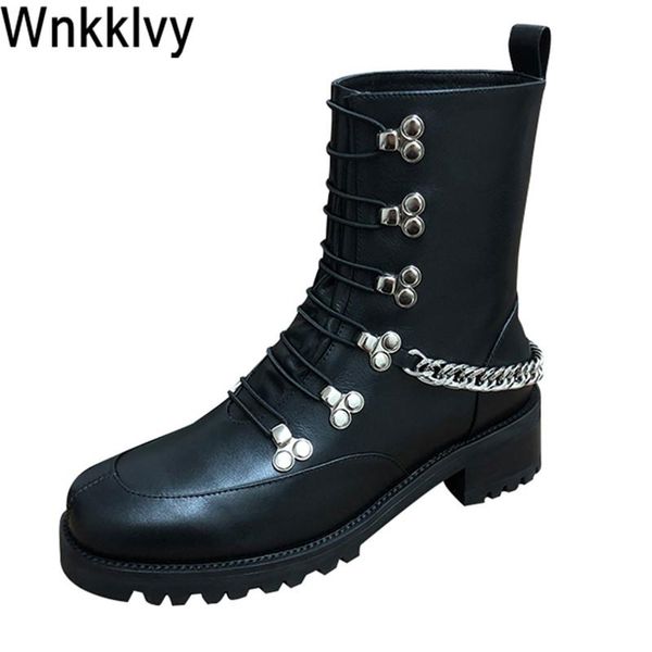 martin boots women round toe metal chain decor ankle boots real leather spring winter shoes handsome motorcycle botas for girls, Black 
martin boots women round toe metal chain decor ankle boots real leather spring winter shoes handsome motorcycle botas for girls, Black