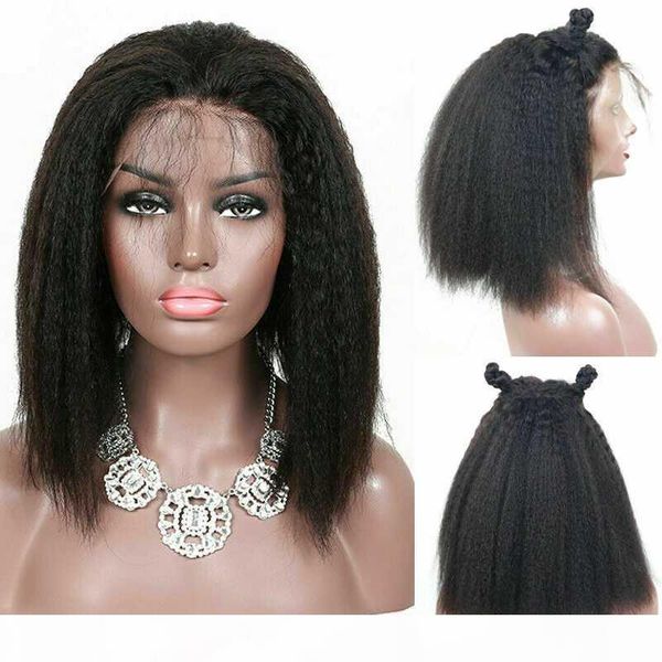 brazilian remy human hair wig kinky straight 150% density short coarse yaki lace front wigs pre plucked black color for women, Black;brown
brazilian remy human hair wig kinky straight 150% density short coarse yaki lace front wigs pre plucked black color for women, Black;brown