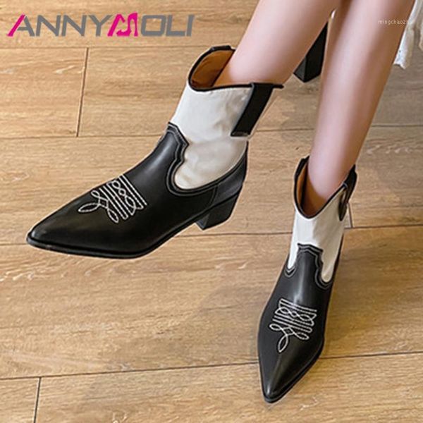 boots annymoli real leather western women shoes pointed toe thick heels ankle high heel short lady autumn winter 401, Black
boots annymoli real leather western women shoes pointed toe thick heels ankle high heel short lady autumn winter 401, Black