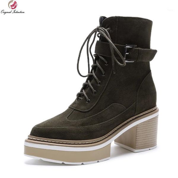 original intention stylish women ankle boots pointed toe square heels boots cow leather/ kid suede shoes woman us size 4-10.51, Black
original intention stylish women ankle boots pointed toe square heels boots cow leather/ kid suede shoes woman us size 4-10.51, Black