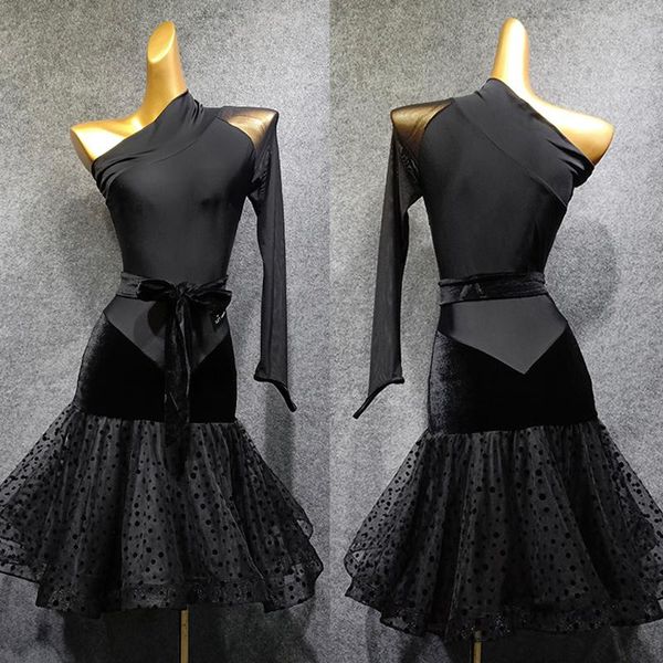 stage wear latin dance dress adults one-shoulder sleeves samba rumba cha salsa tango competition dresses performance dn4480, Black;red
stage wear latin dance dress adults one-shoulder sleeves samba rumba cha salsa tango competition dresses performance dn4480, Black;red