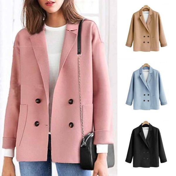 womens solid long sleeve double breasted jacket coat formal lapel collar, Black;brown
womens solid long sleeve double breasted jacket coat formal lapel collar, Black;brown