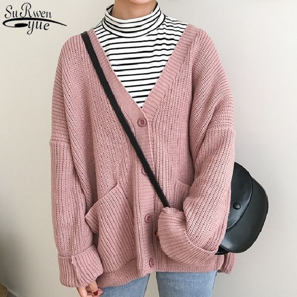 autumn korean v-neck women's knitwear large size loose single breasted knitted women's cardigans sweater coat female 10326 201023, White;black
autumn korean v-neck women's knitwear large size loose single breasted knitted women's cardigans sweater coat female 10326 201023, White;black