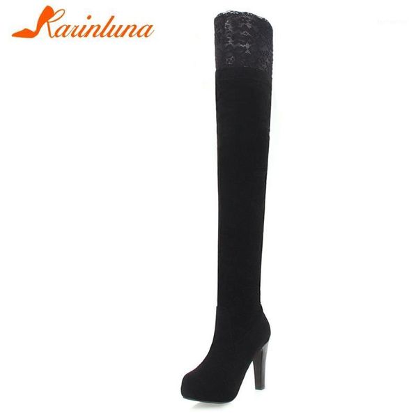 boots karin 2021 brand big size 43 lace platform high heels office ladies elastic winter shoes women1, Black 
boots karin 2021 brand big size 43 lace platform high heels office ladies elastic winter shoes women1, Black