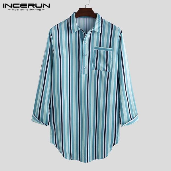 incerun fashion striped shirt men long sleeve turn-down collar loose 2020 brand casual shirts homewear streetwear mens pullovers, White;black
incerun fashion striped shirt men long sleeve turn-down collar loose 2020 brand casual shirts homewear streetwear mens pullovers, White;black