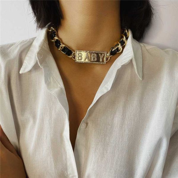 luokey punk thick chain choker necklace baby letter pu leather alloy clavicle chain necklace for women hip hop jewelry wholesale, Golden;silver
luokey punk thick chain choker necklace baby letter pu leather alloy clavicle chain necklace for women hip hop jewelry wholesale, Golden;silver